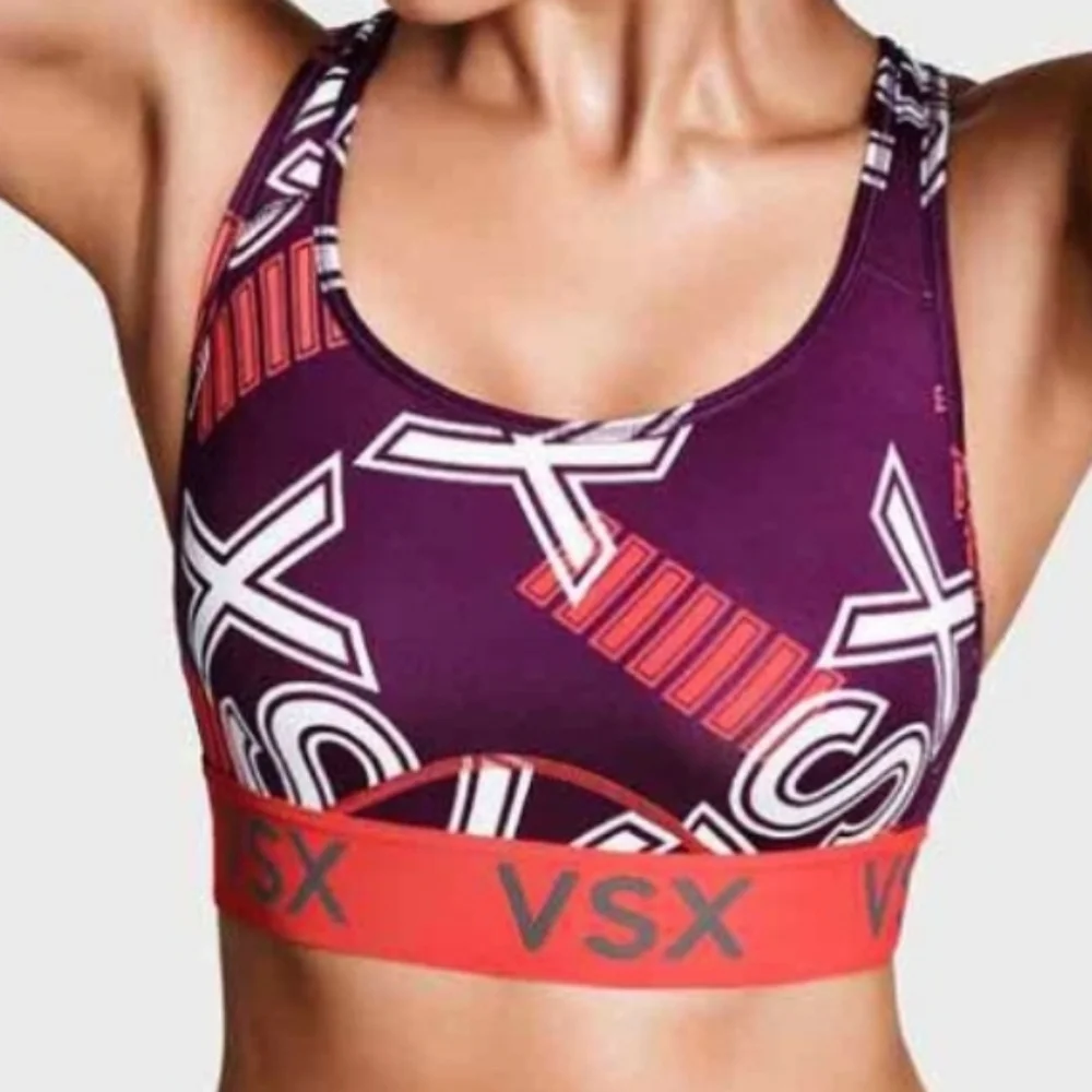 VSX‎ Victoria's Secret Sports Bra Purple Orange Graphic Print Activewear